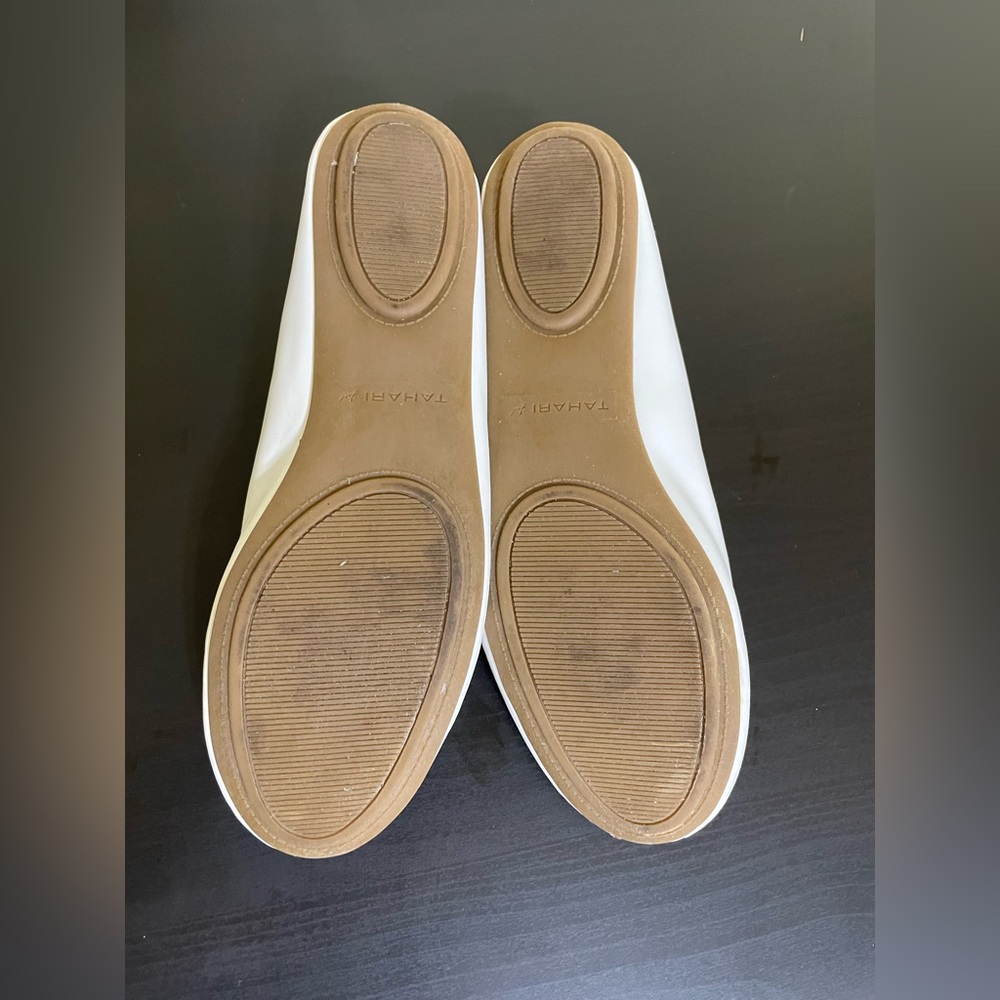 Tahari White and Gold Flats with Elegant Emblem - Picture 8 of 8